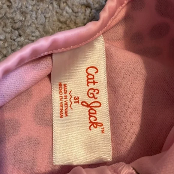 Cat & Jack 3T swimsuit leopard animal print zip up snaps short sleeve one piece - Picture 3 of 6